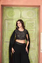 Black Women’s Crop Top & Palazzo Set – Stylish Ethnic & Festive Wear