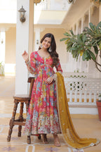 Women’s Red Silk Gown – Elegant Designer Wear with Embroidered Detailing
