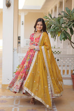 Women’s Red Silk Gown – Elegant Designer Wear with Embroidered Detailing