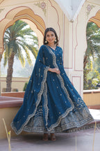 Women’s Rama Georgette Gown – Elegant Designer Wear with Embroidered Detailing