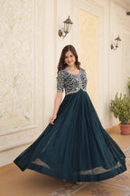 Women’s Rama Georgette Gown – Elegant Designer Wear with Embroidered Detailing