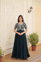 Women’s Rama Georgette Gown – Elegant Designer Wear with Embroidered Detailing
