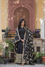 Women’s Black Georgette Gown – Elegant Designer Party Wear