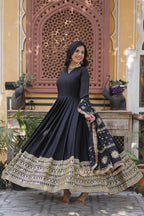 Women’s Black Georgette Gown – Elegant Designer Party Wear