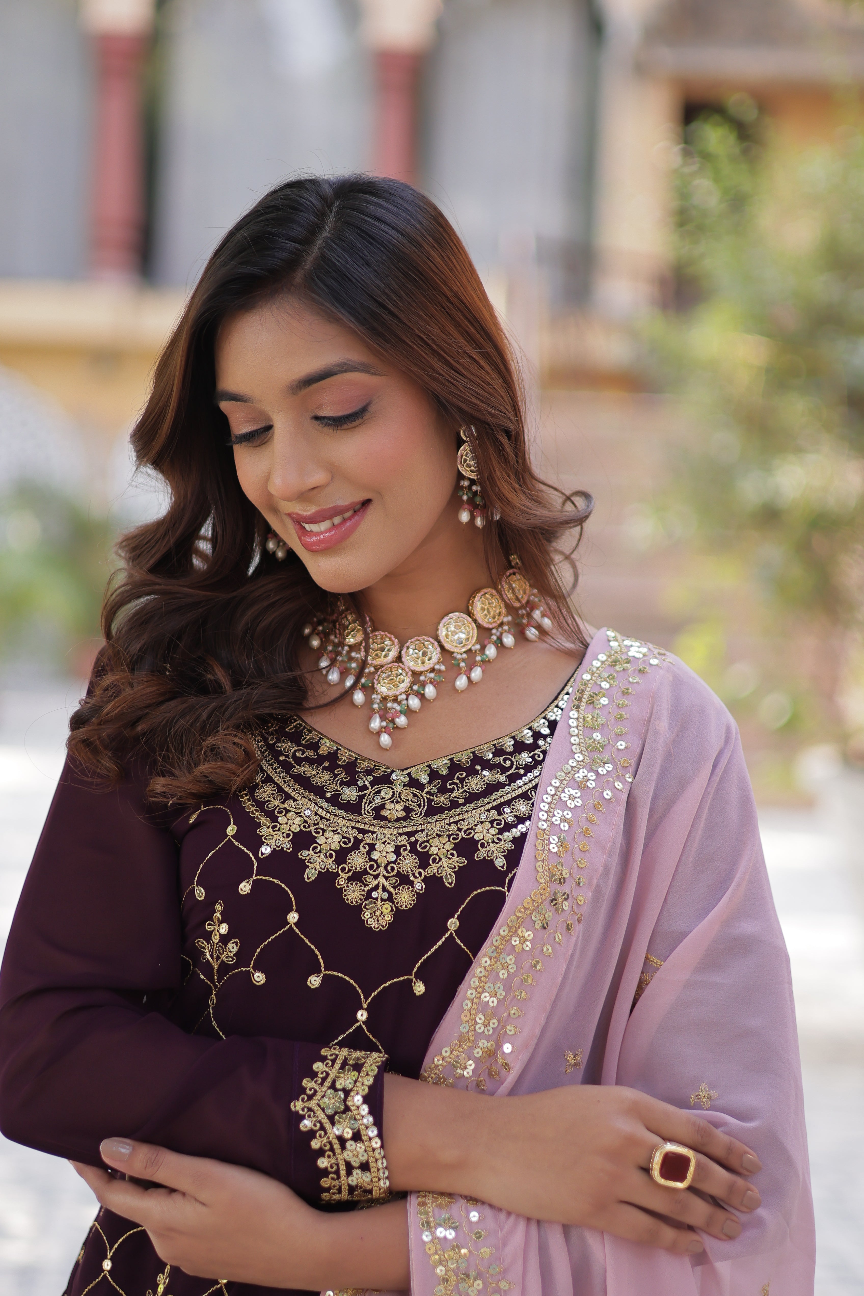 Women’s Wine Georgette Salwar Suit – Stylish & Comfortable Ethnic Wear