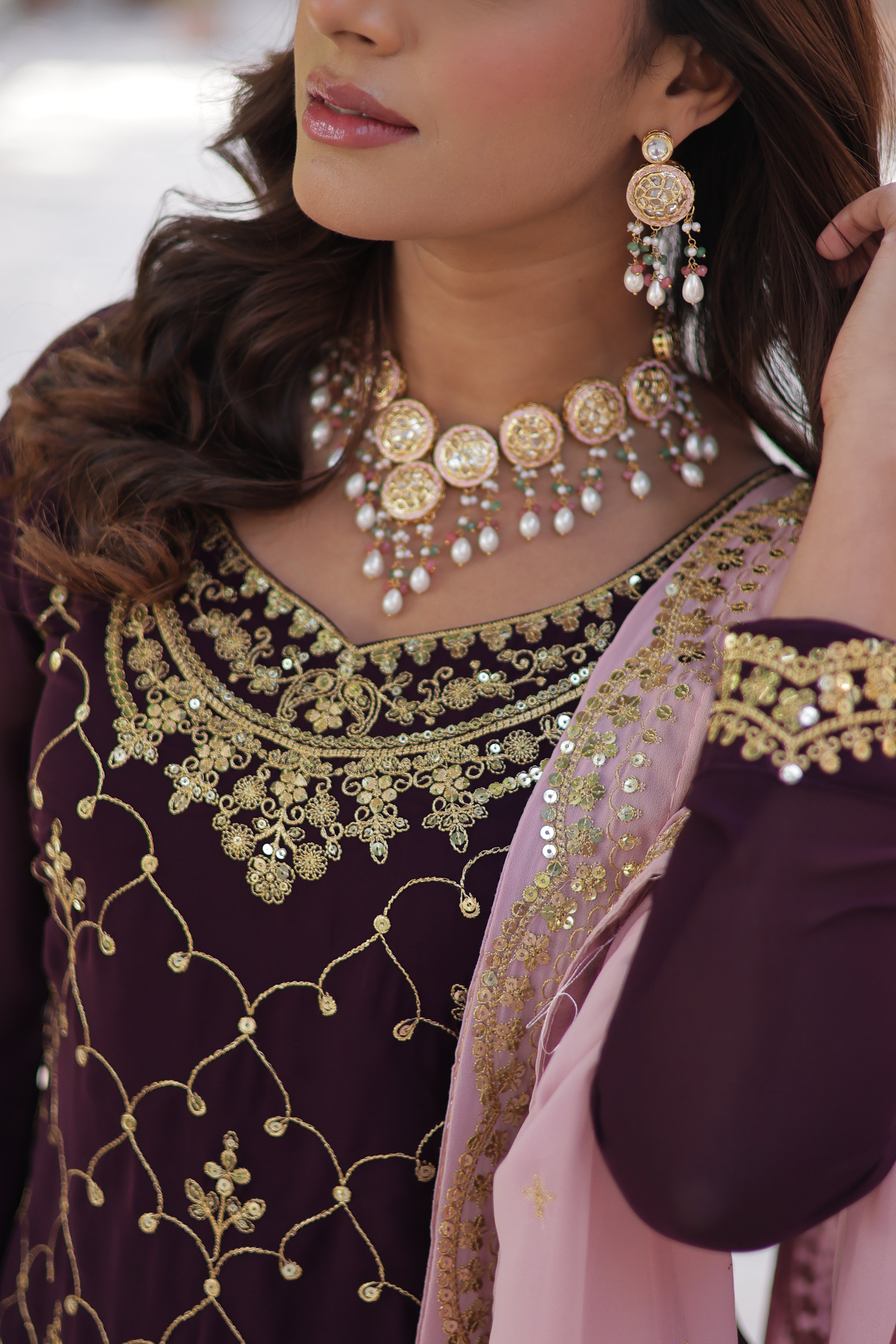 Women’s Wine Georgette Salwar Suit – Stylish & Comfortable Ethnic Wear
