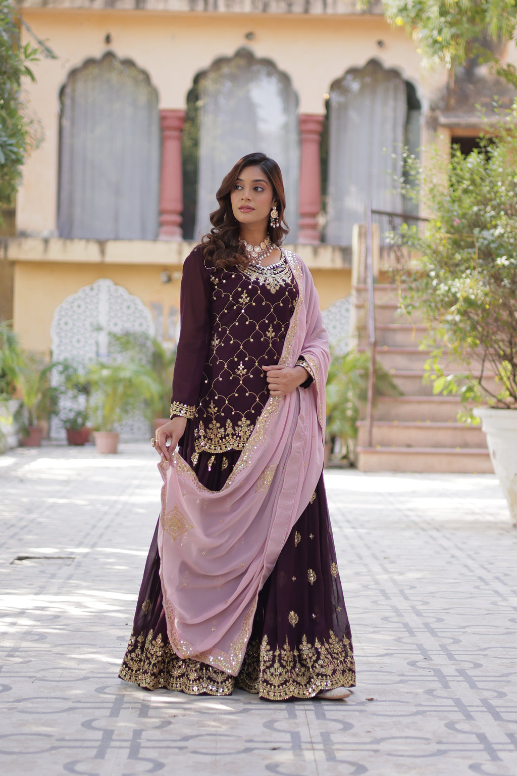 Women’s Wine Georgette Salwar Suit – Stylish & Comfortable Ethnic Wear