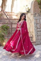 Women’s Pink Georgette Gown – Elegant Designer Party Wear