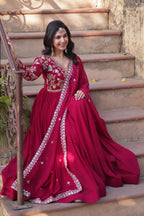 Women’s Pink Georgette Gown – Elegant Designer Party Wear