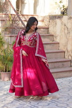 Women’s Pink Georgette Gown – Elegant Designer Party Wear