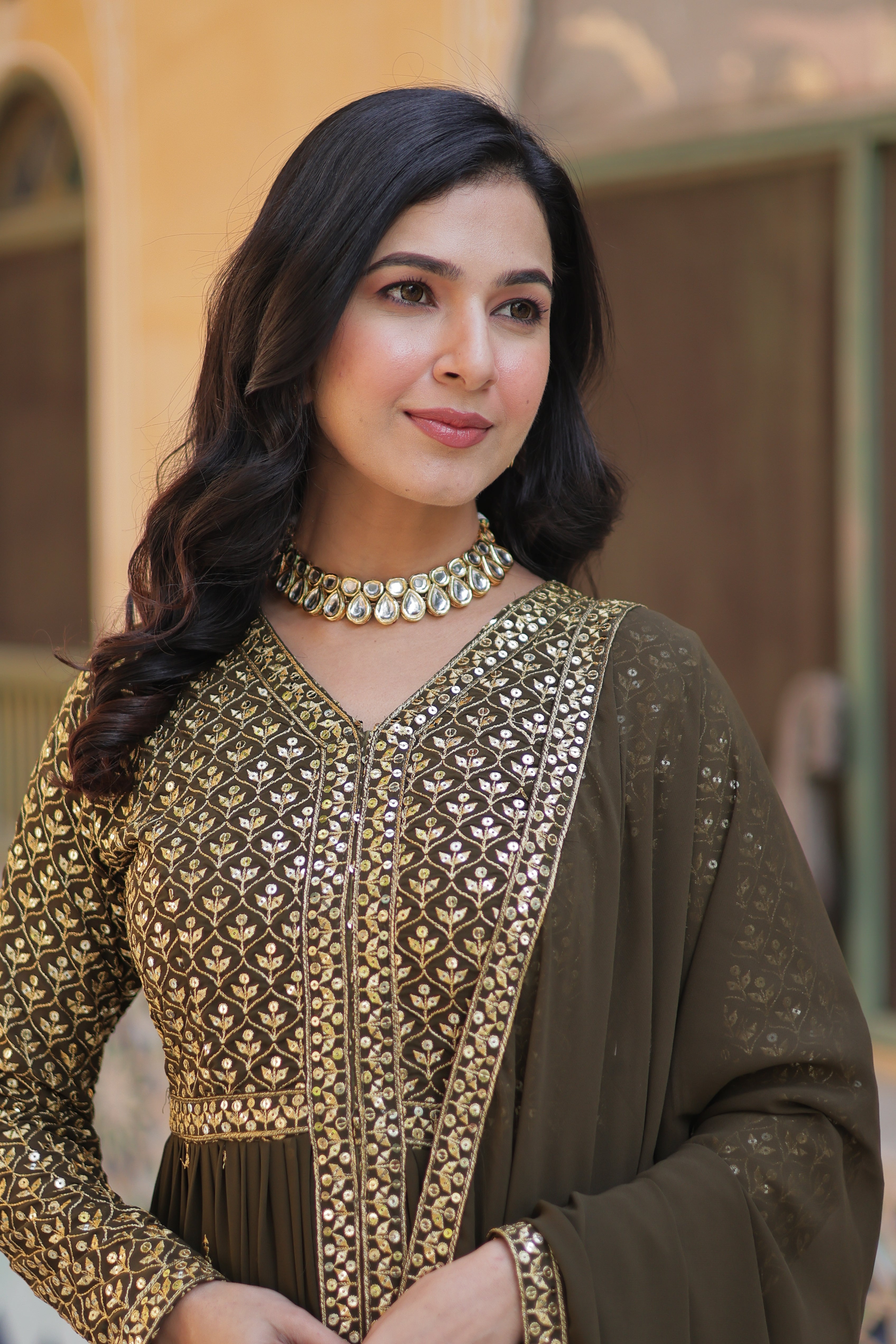 Women’s Mahendi Georgette Kurti Set – Stylish & Comfortable Ethnic Wear
