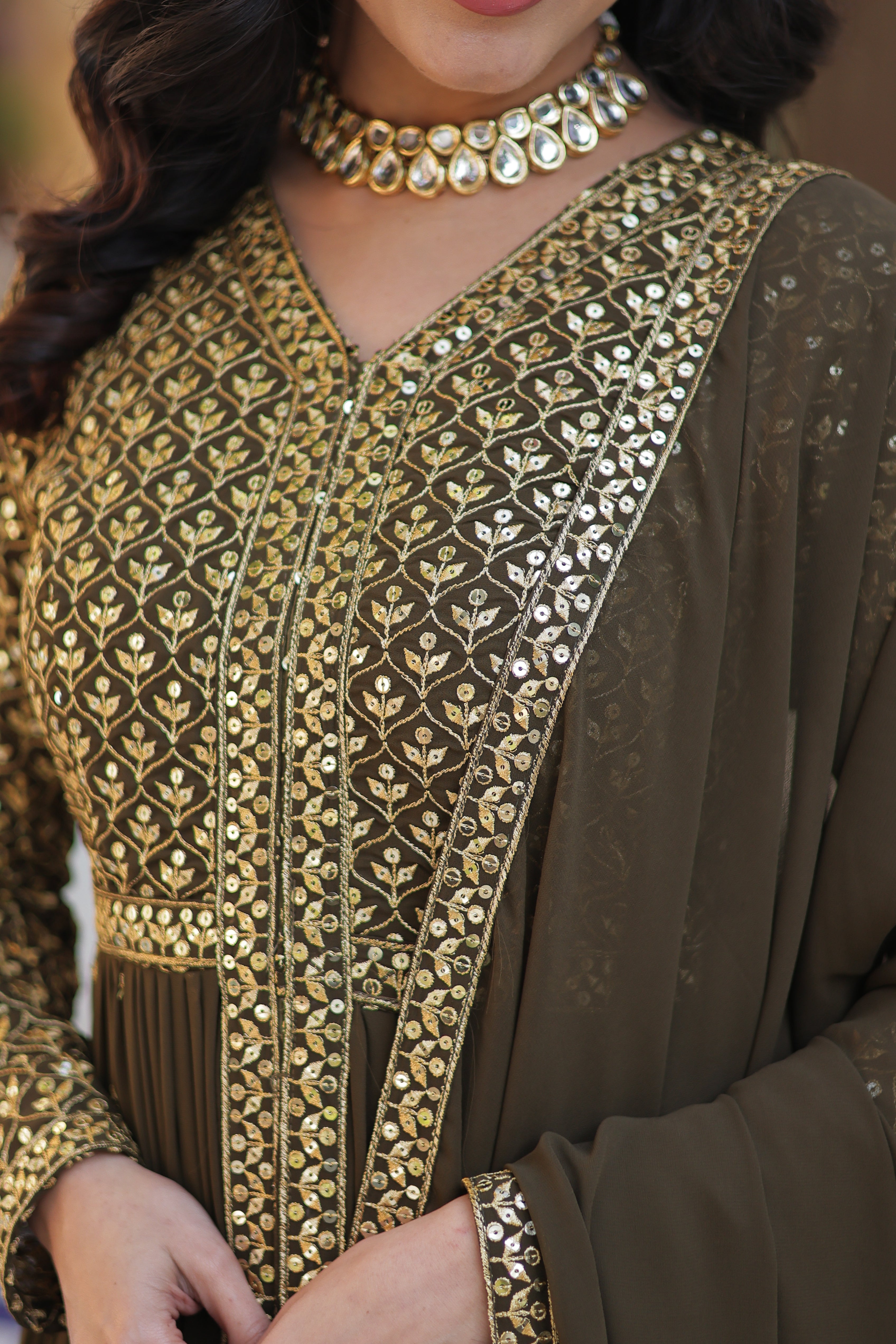 Women’s Mahendi Georgette Kurti Set – Stylish & Comfortable Ethnic Wear