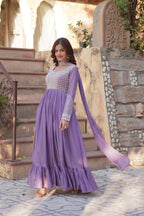 Women’s Lavender Georgette Gown – Elegant Designer Party Wear