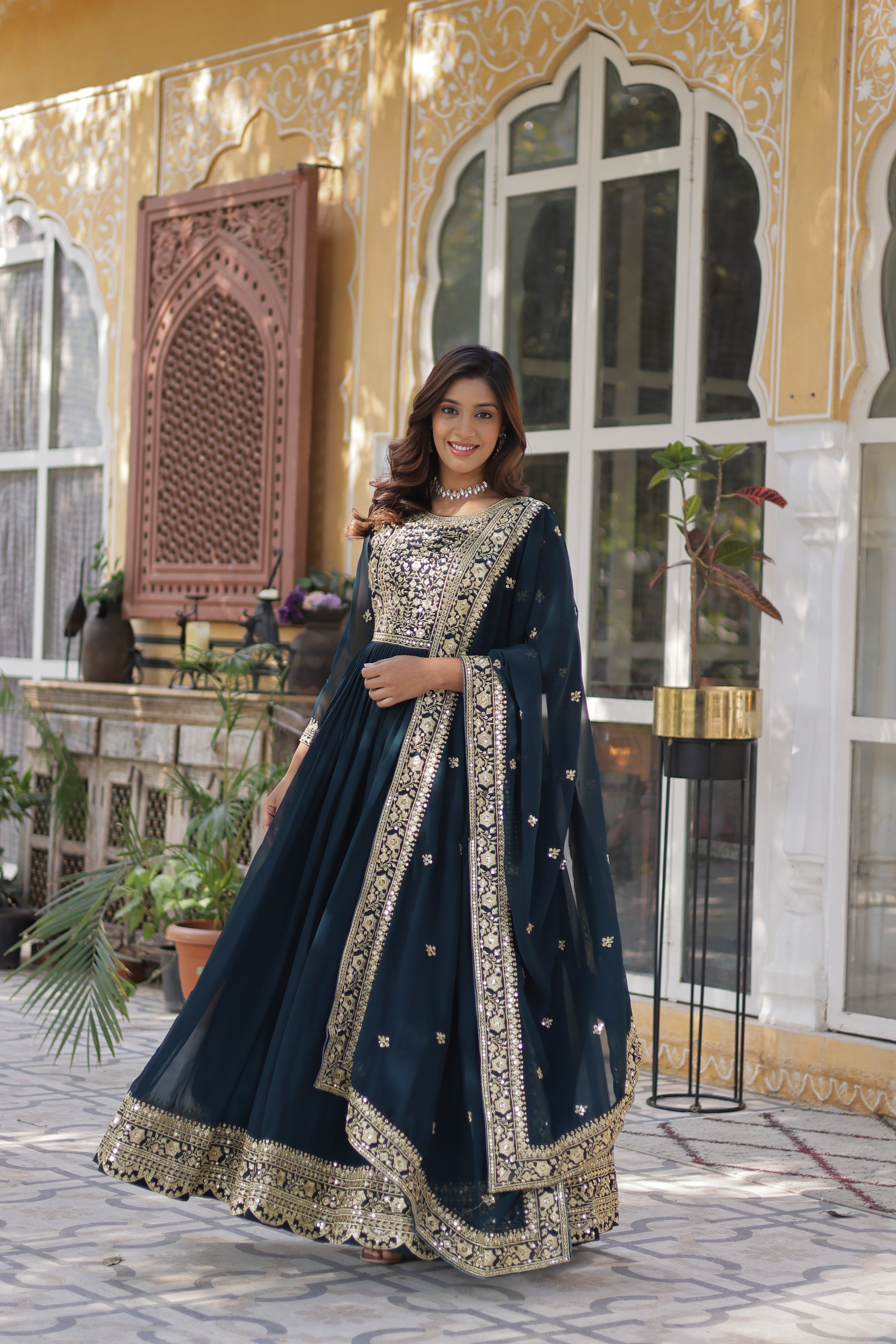Women’s Georgette Rama Gown – Elegant Designer Party Wear