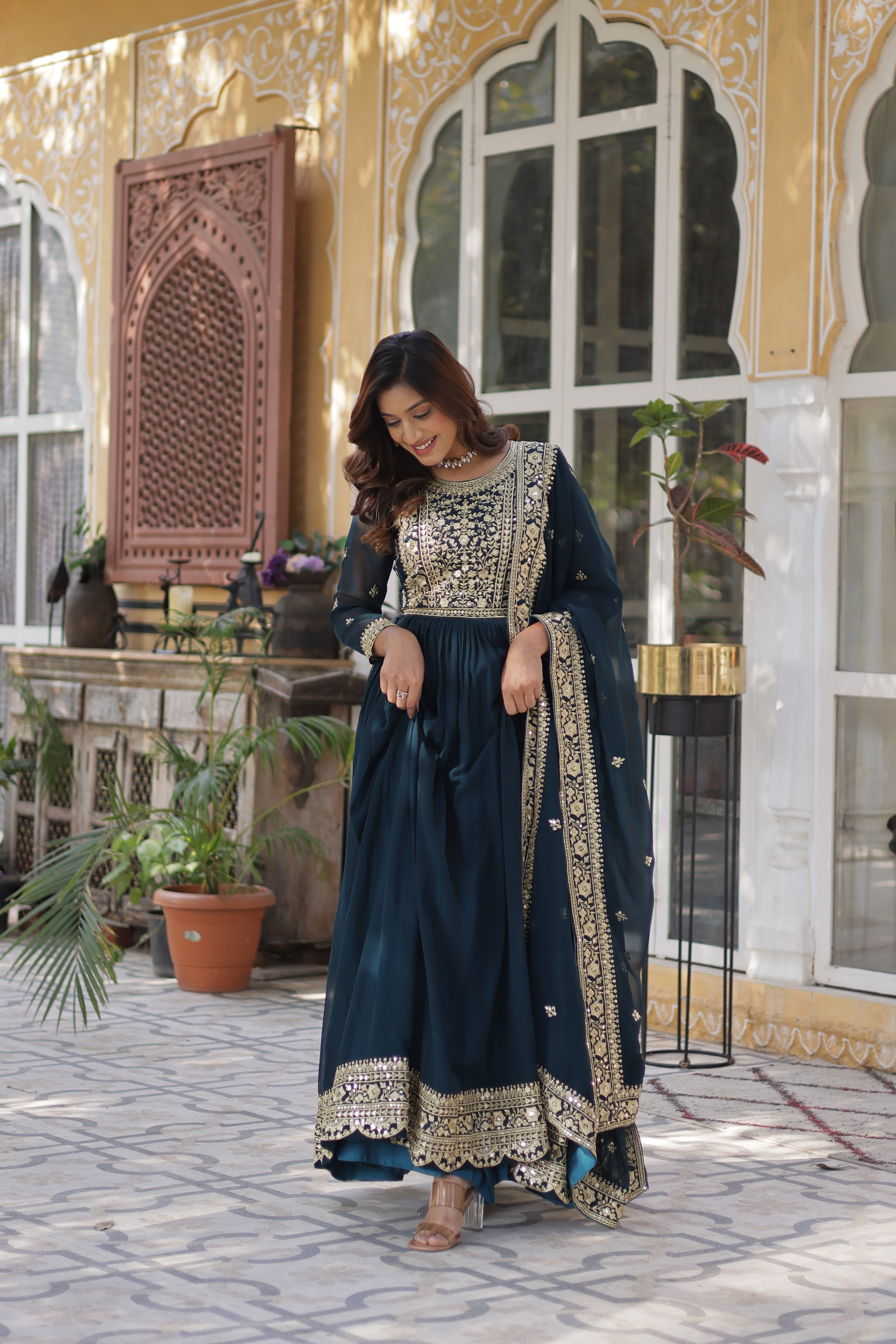 Women’s Georgette Rama Gown – Elegant Designer Party Wear