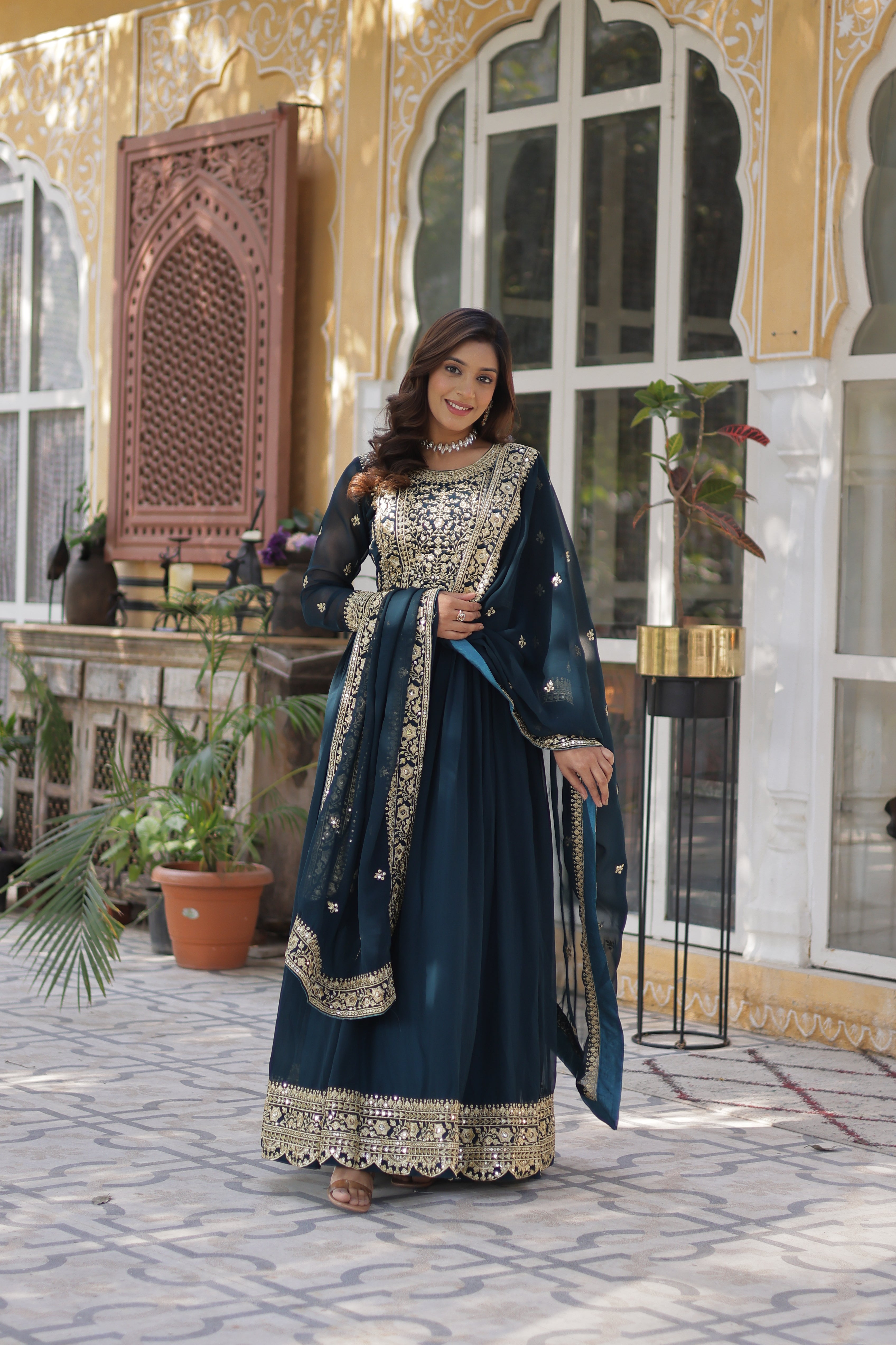 Women’s Georgette Rama Gown – Elegant Designer Party Wear