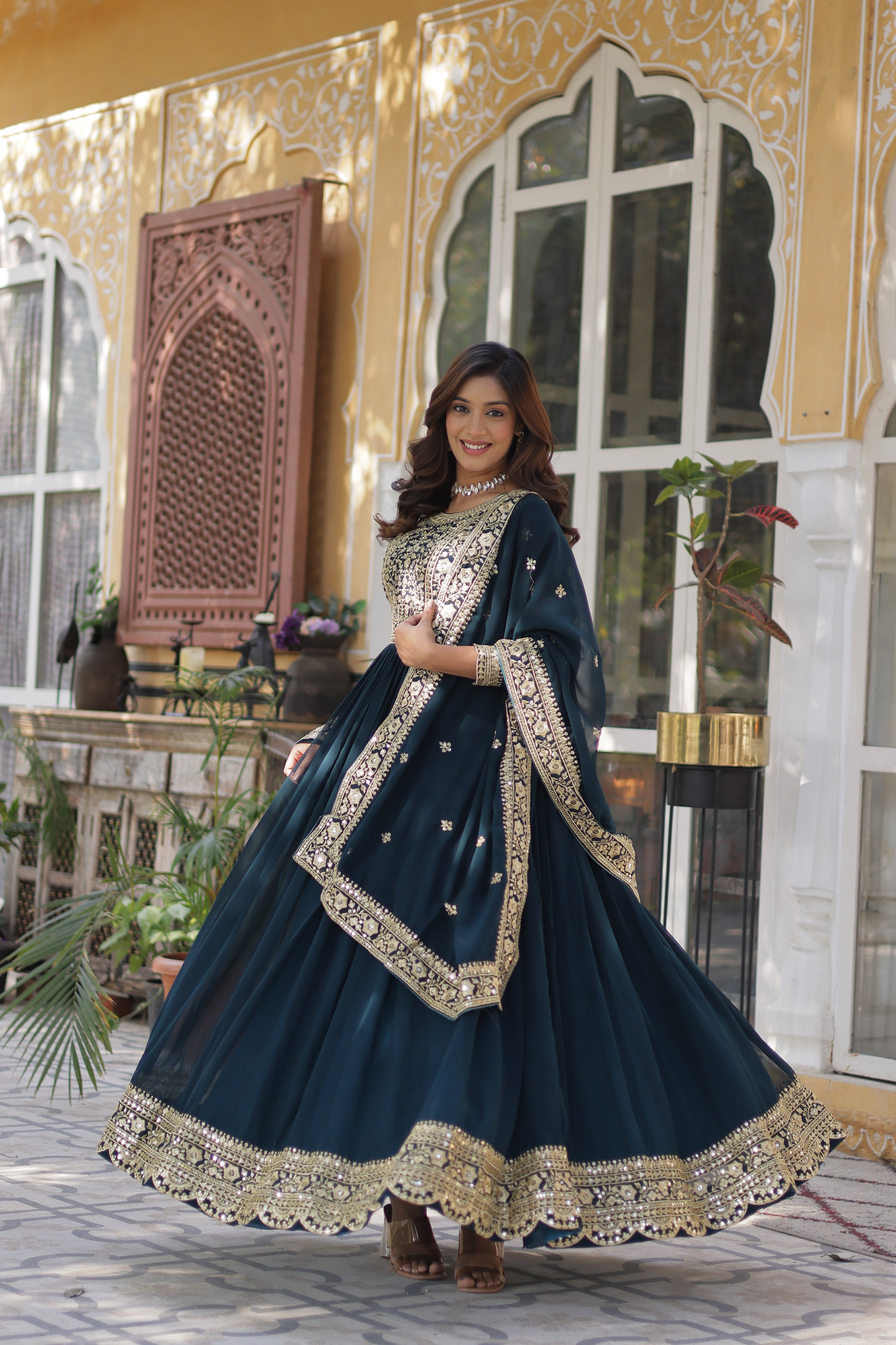 Women’s Georgette Rama Gown – Elegant Designer Party Wear
