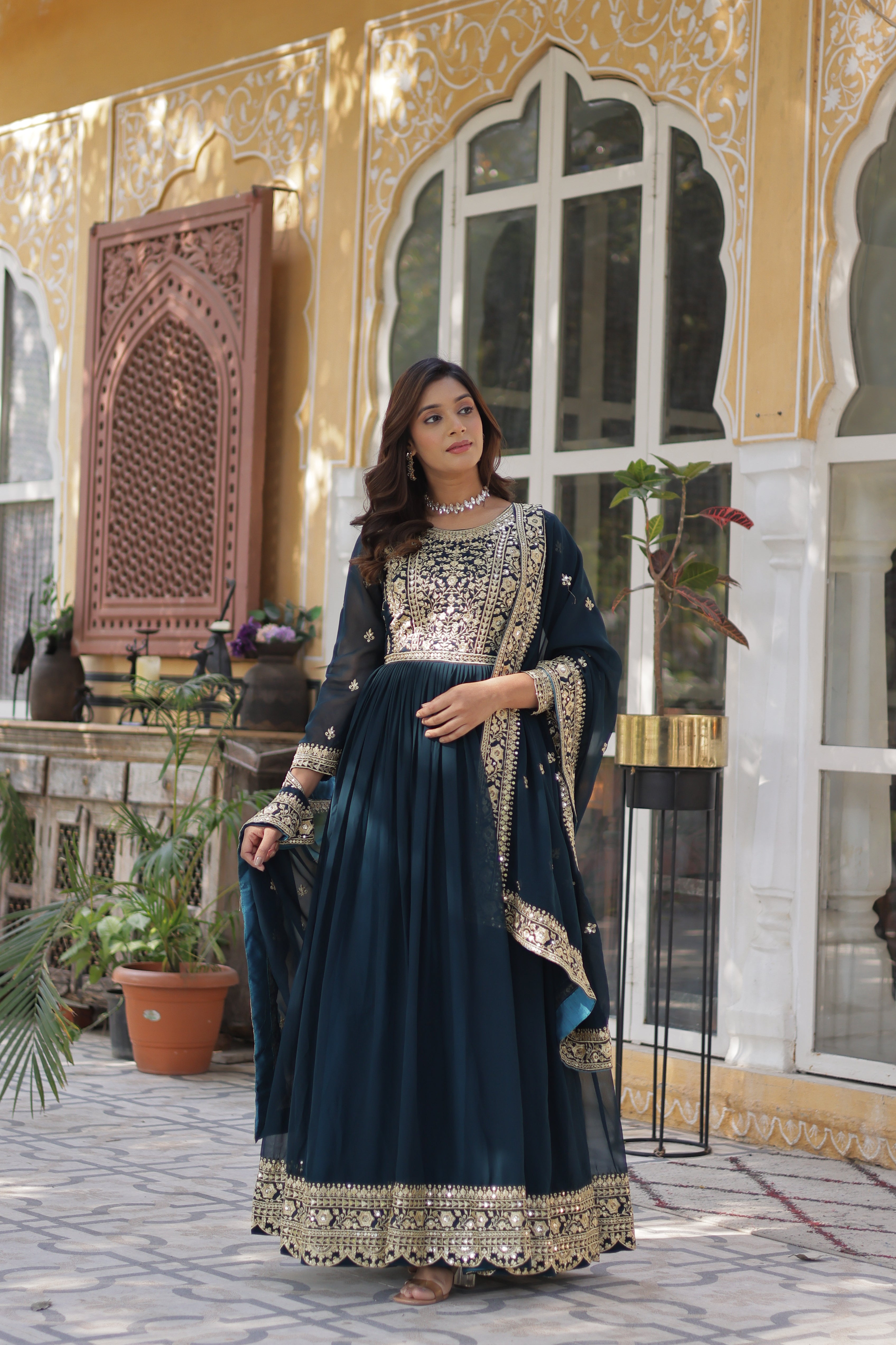 Women’s Georgette Rama Gown – Elegant Designer Party Wear