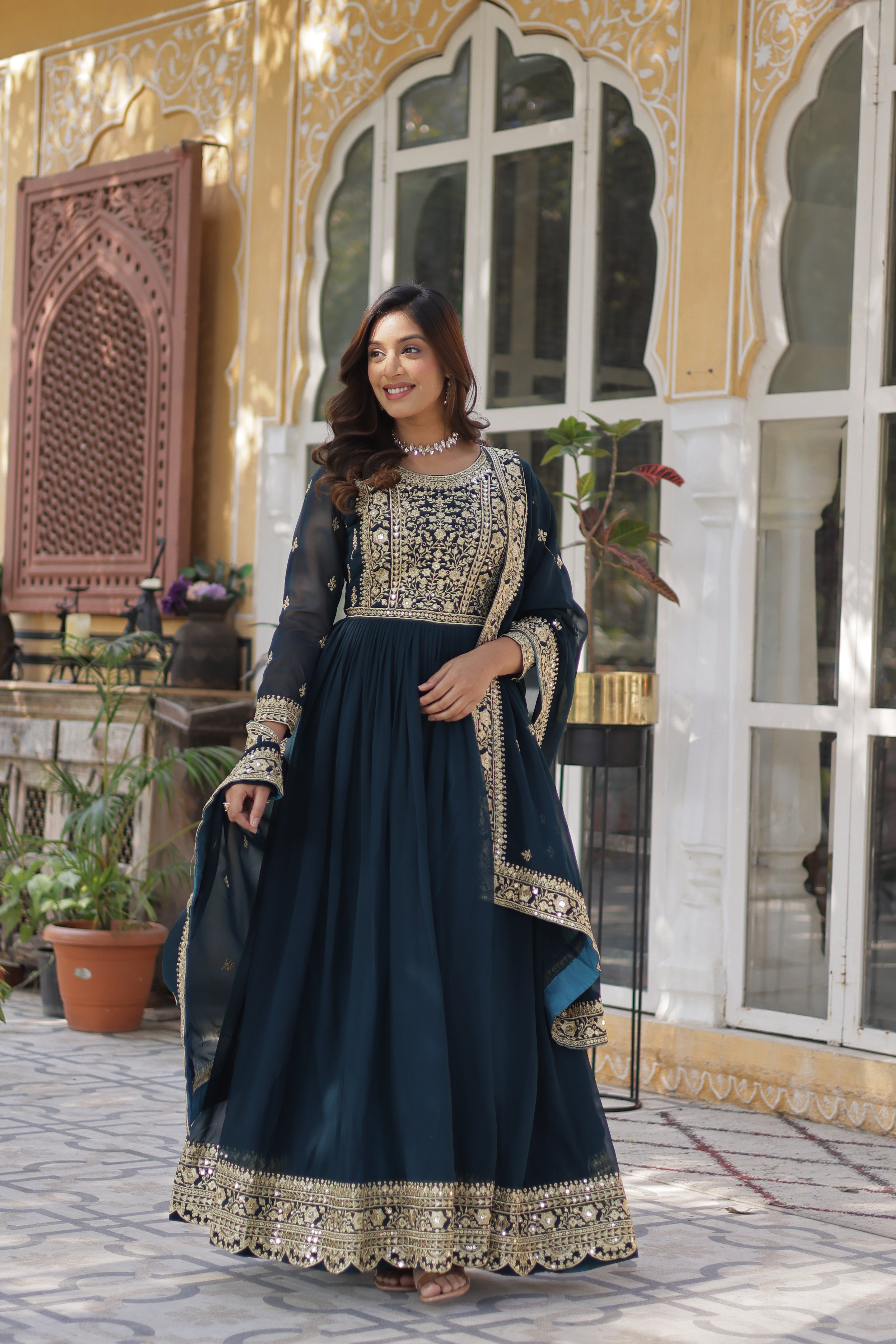 Women’s Georgette Rama Gown – Elegant Designer Party Wear