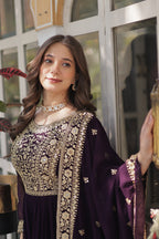 Women’s Georgette Wine Gown – Elegant Designer Party Wear