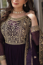 Women’s Georgette Wine Gown – Elegant Designer Party Wear