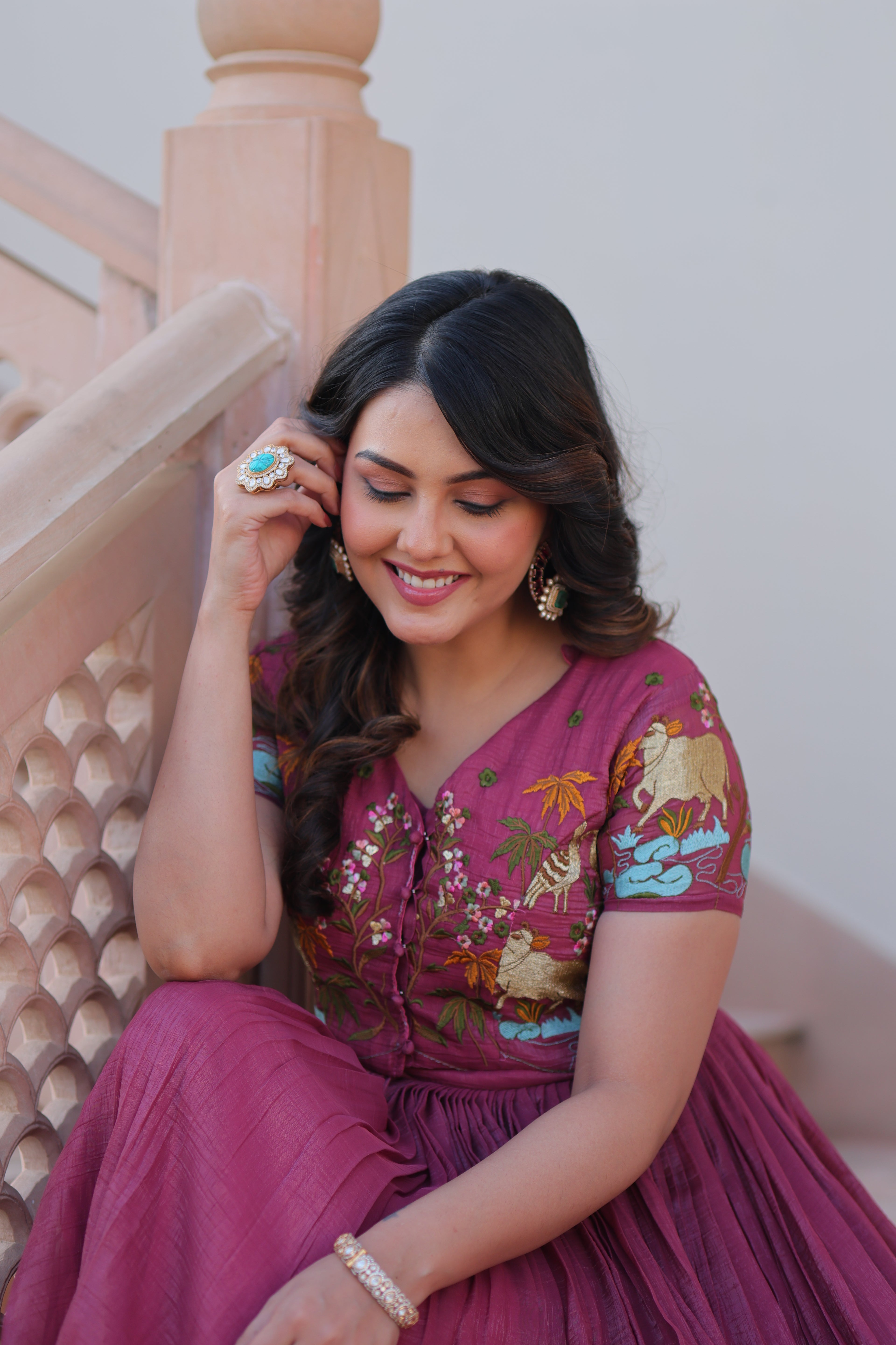 Women’s Onion Georgette Gown – Elegant Designer Party Wear