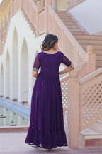Women’s Purple Georgette Gown – Elegant Designer Party Wear