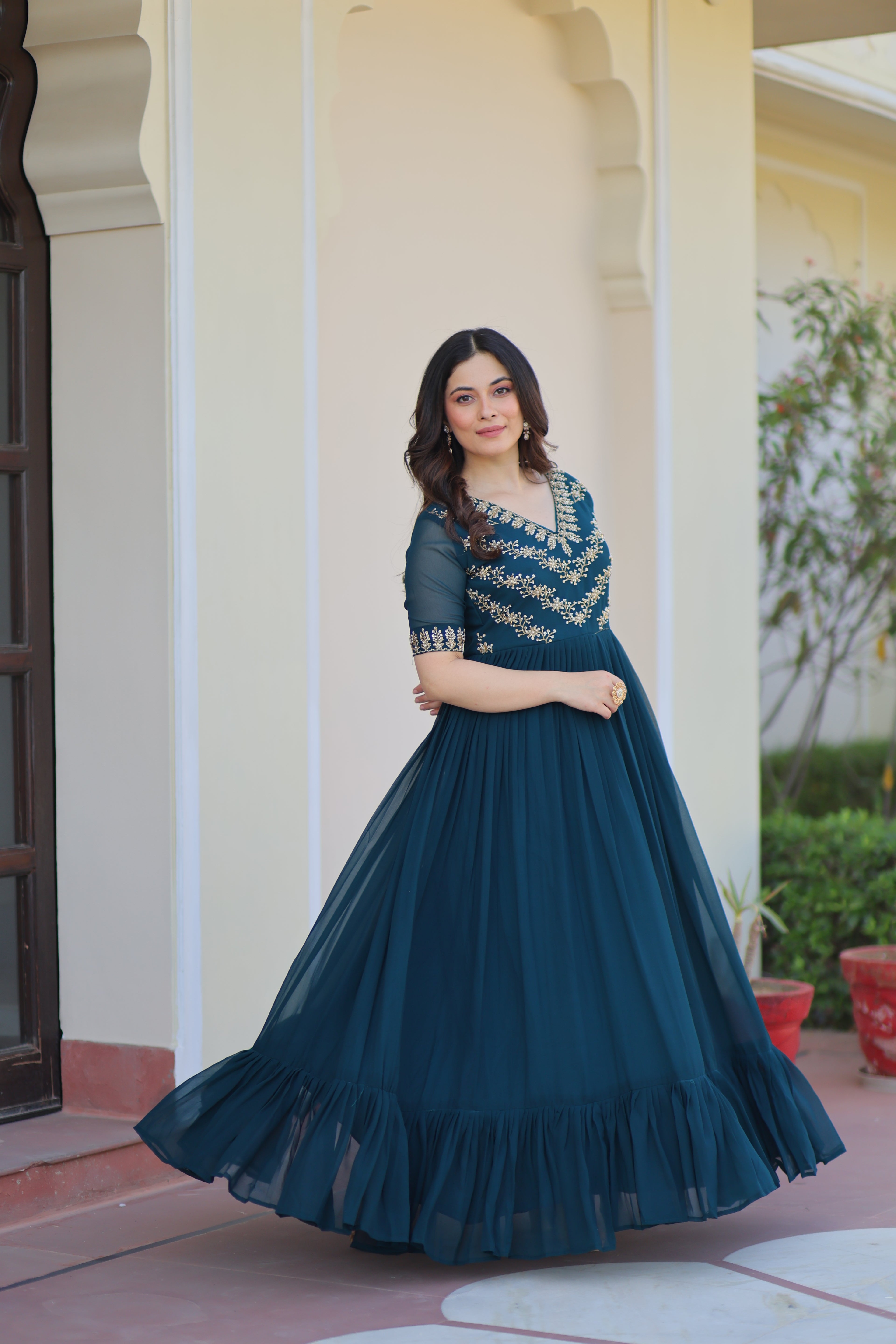 Women’s Rama Georgette Gown – Elegant Designer Party Wear