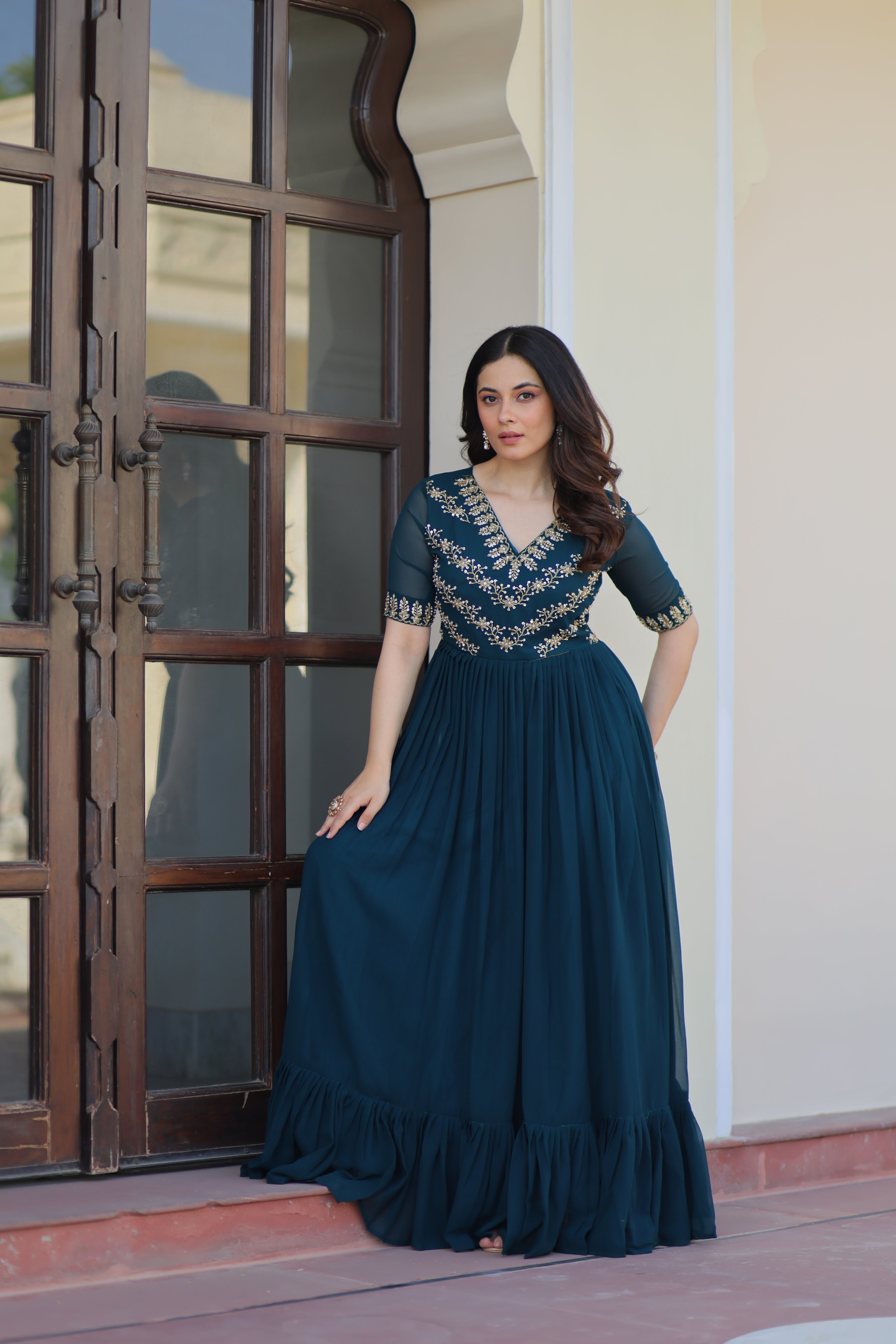 Women’s Rama Georgette Gown – Elegant Designer Party Wear