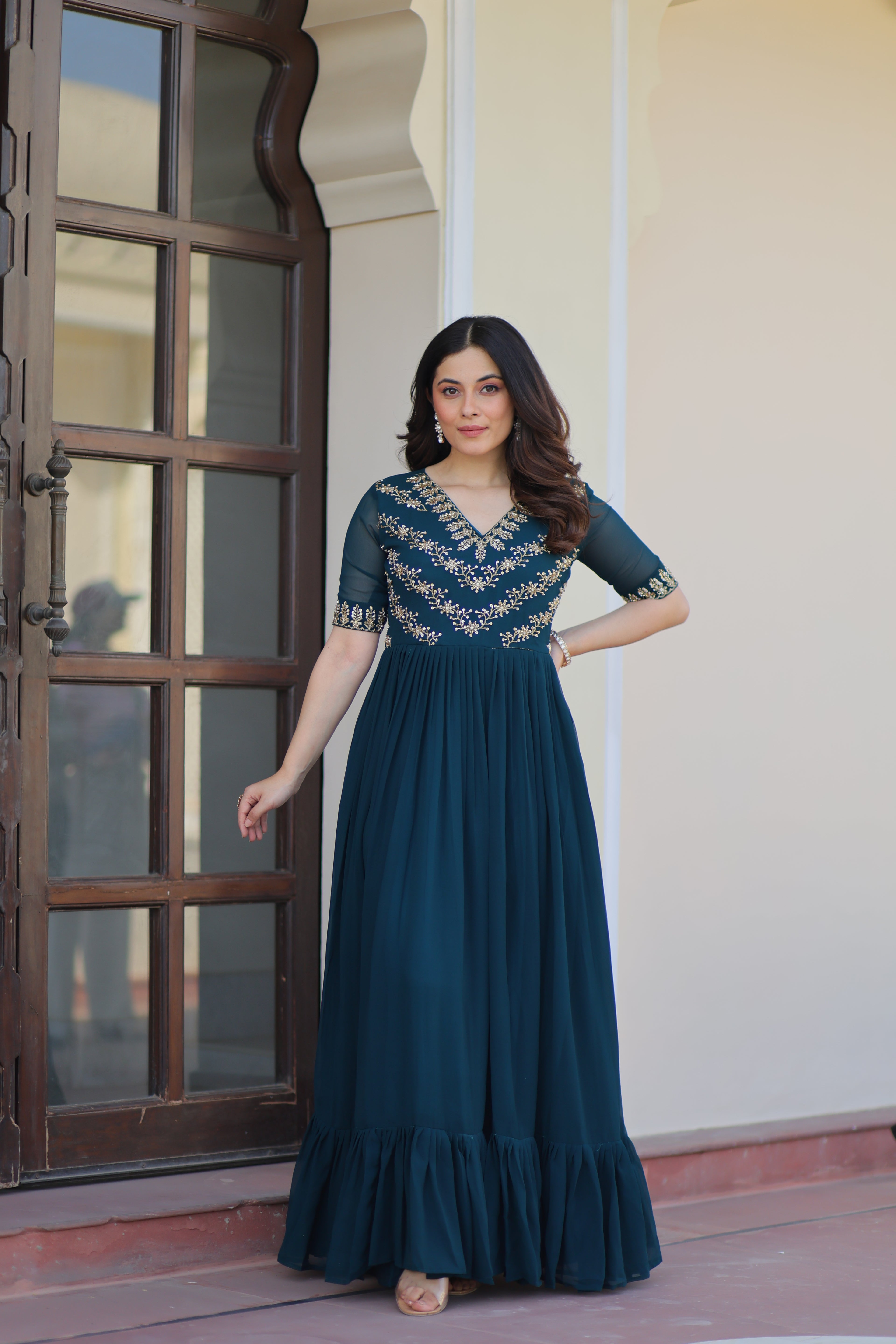 Women’s Rama Georgette Gown – Elegant Designer Party Wear