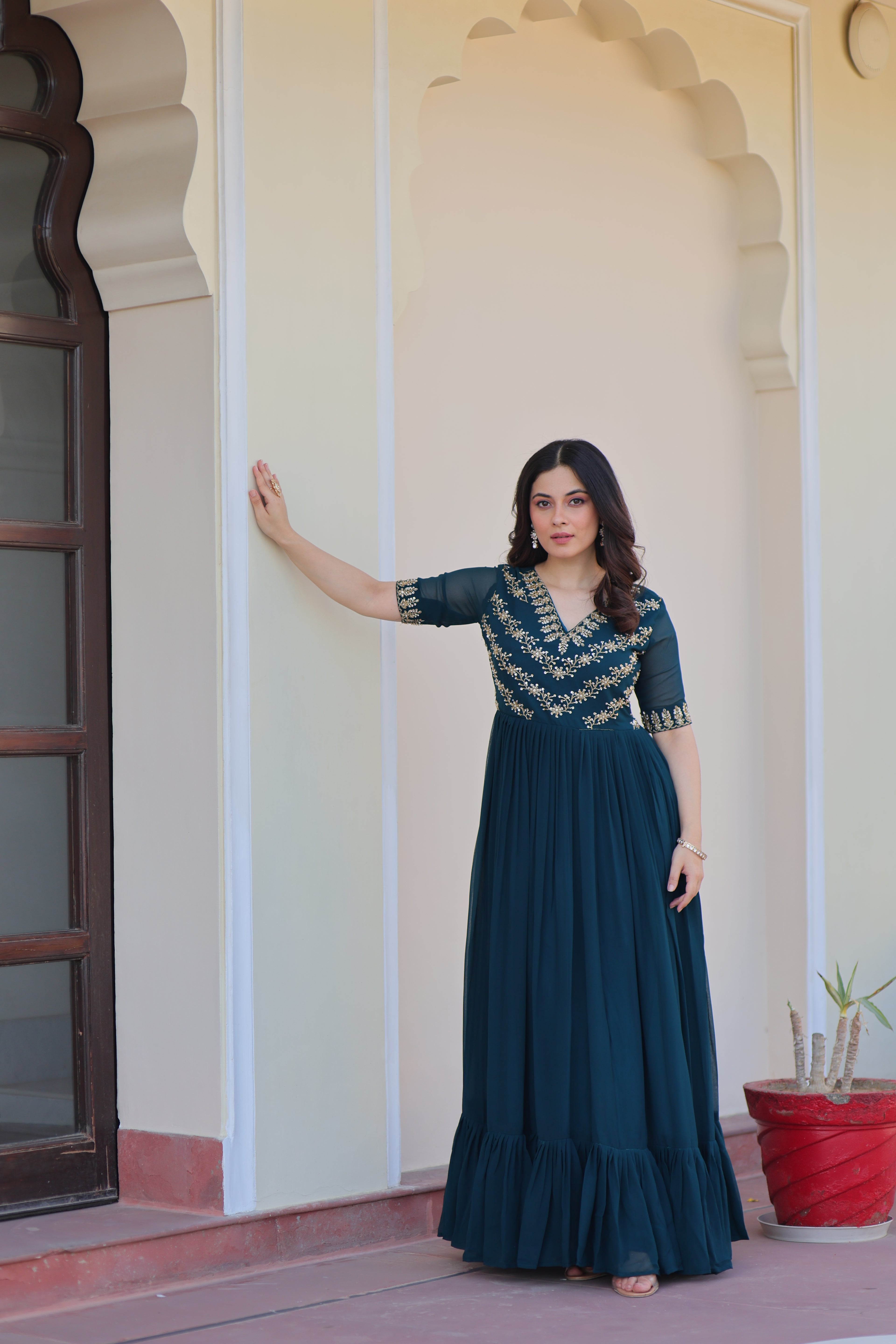 Women’s Rama Georgette Gown – Elegant Designer Party Wear