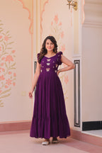 Women’s Purple Georgette Gown – Elegant Designer Party Wear