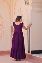 Women’s Purple Georgette Gown – Elegant Designer Party Wear