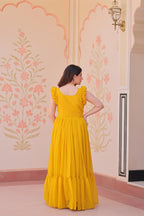 Women’s Yellow Georgette Gown – Elegant Designer Party Wear