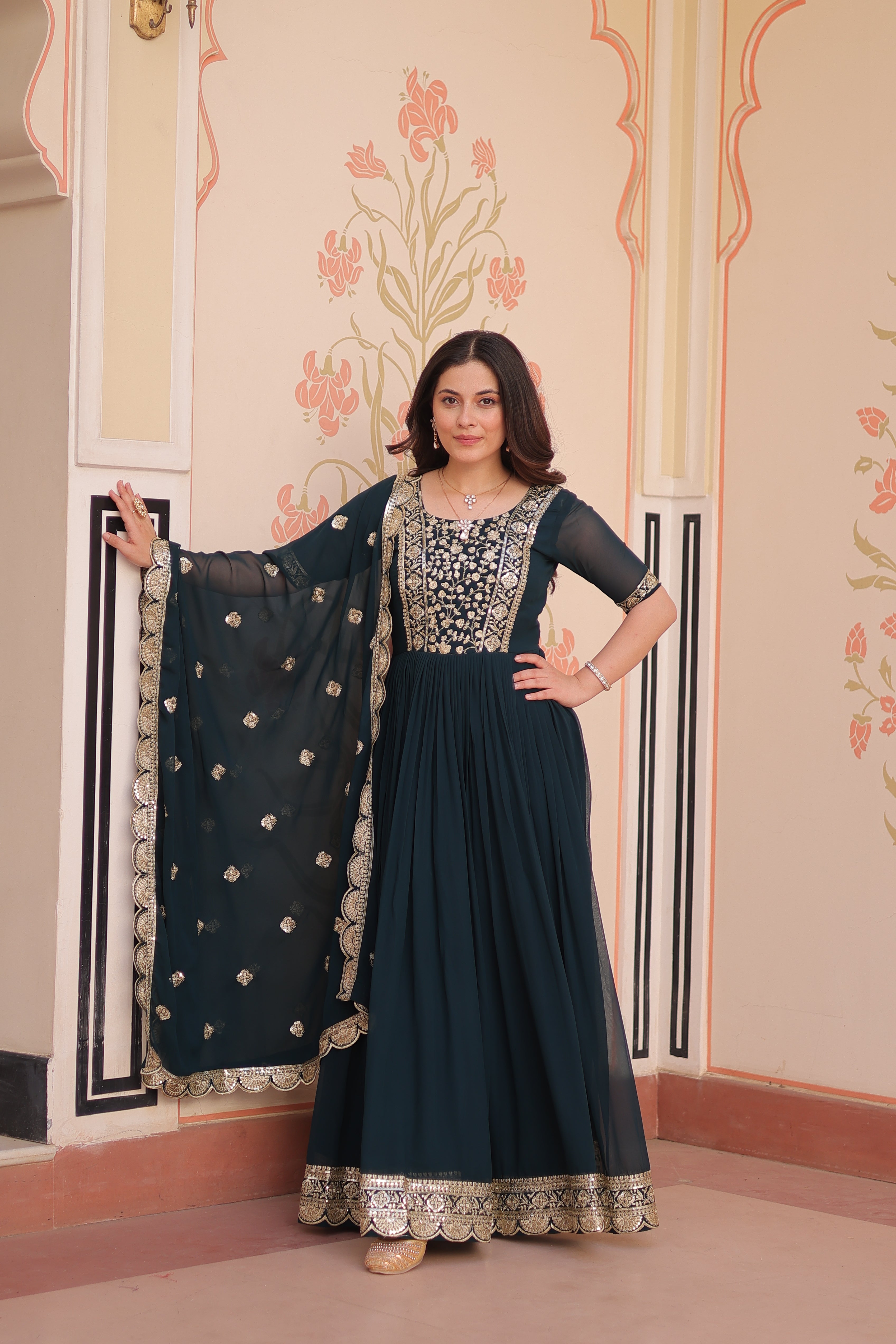 Women’s Rama Georgette Gown – Elegant Designer Party Wear