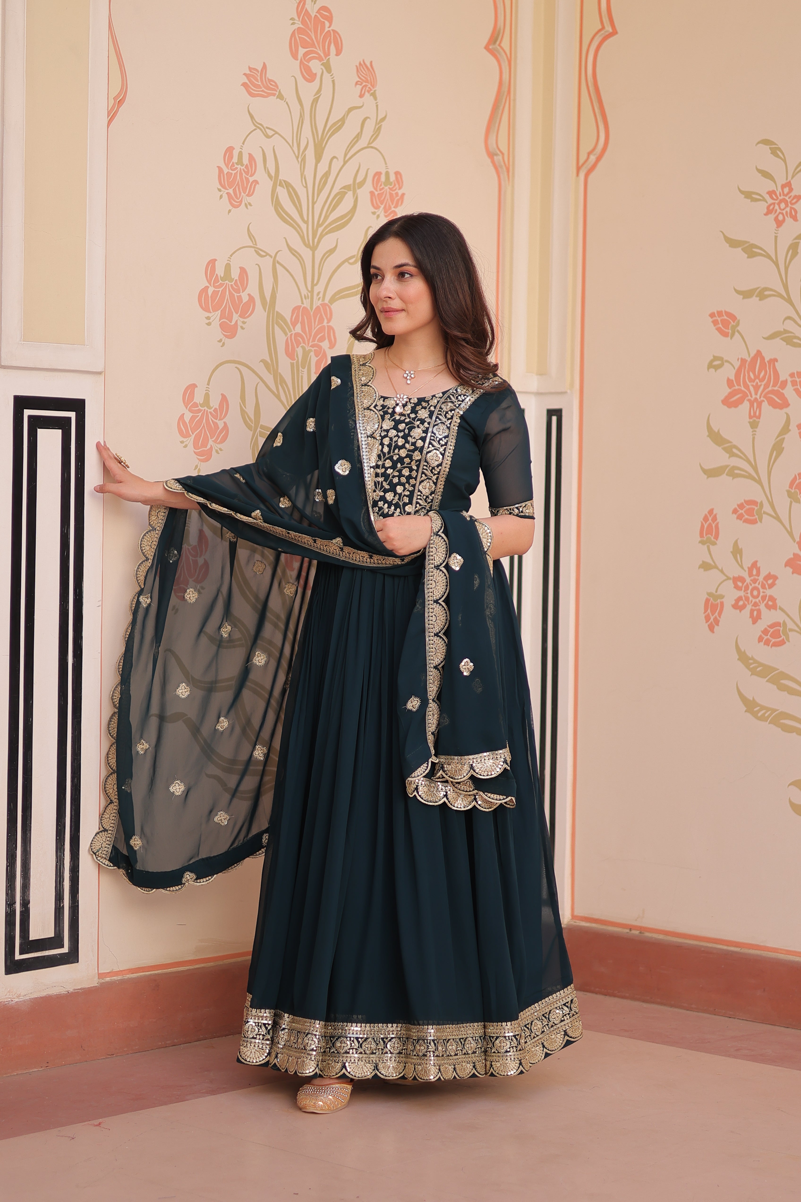 Women’s Rama Georgette Gown – Elegant Designer Party Wear