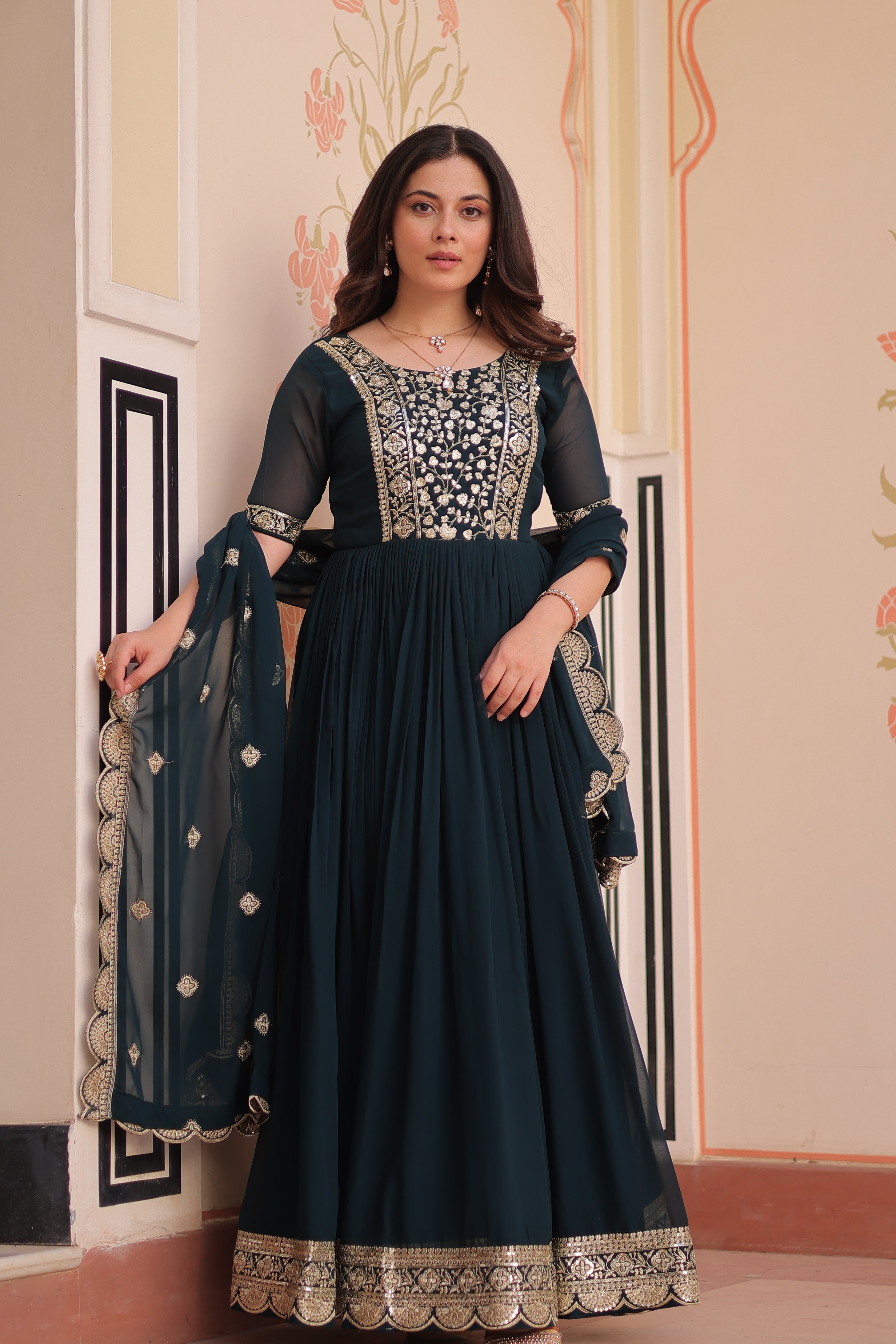Women’s Rama Georgette Gown – Elegant Designer Party Wear
