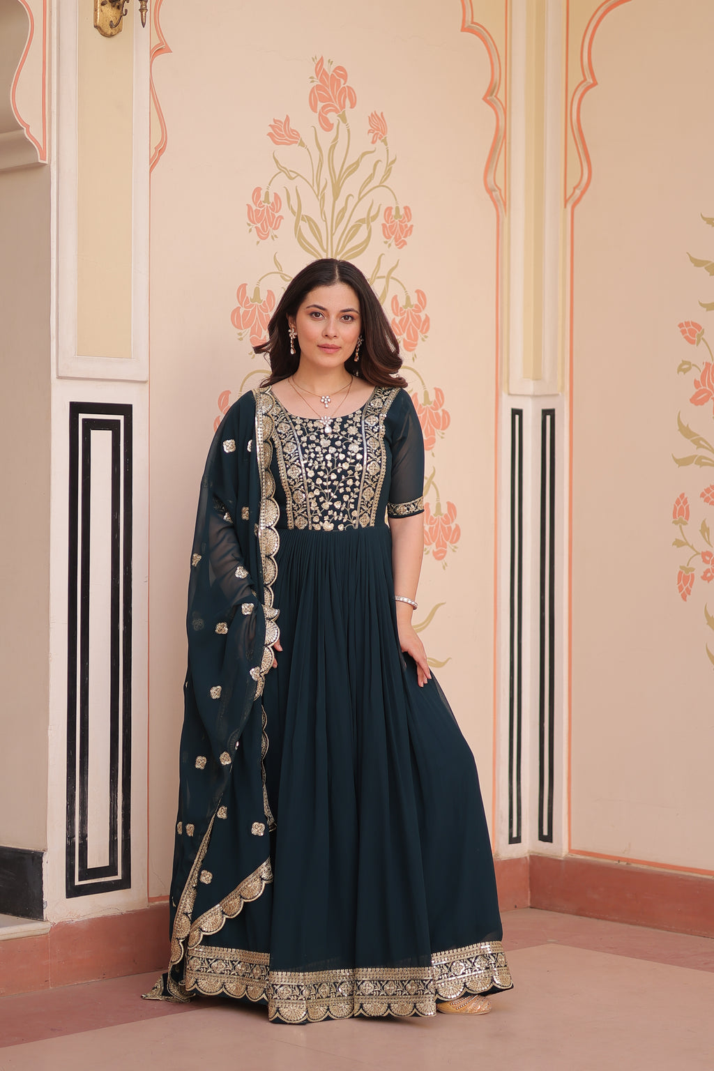 Women’s Rama Georgette Gown – Elegant Designer Party Wear