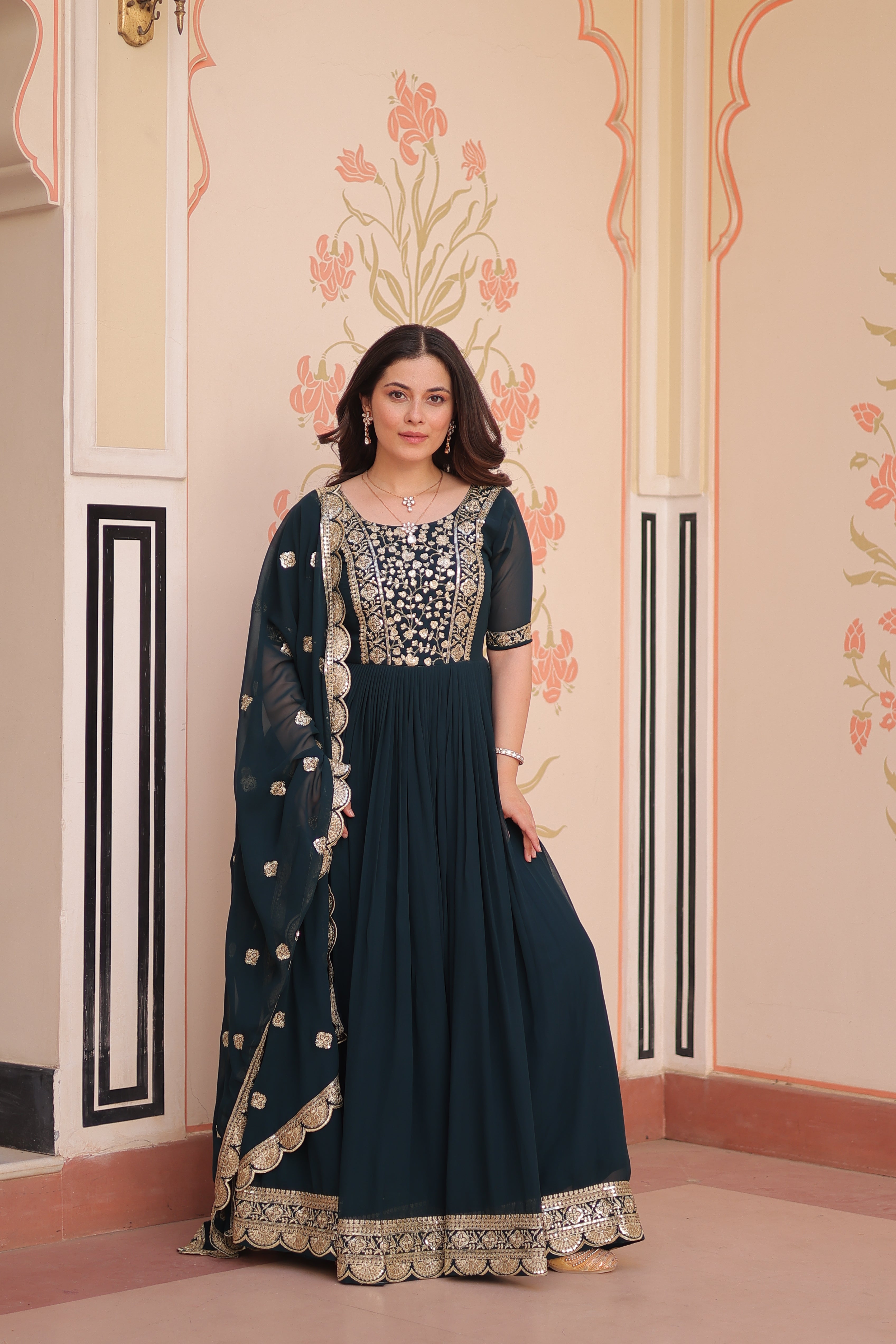 Women’s Rama Georgette Gown – Elegant Designer Party Wear