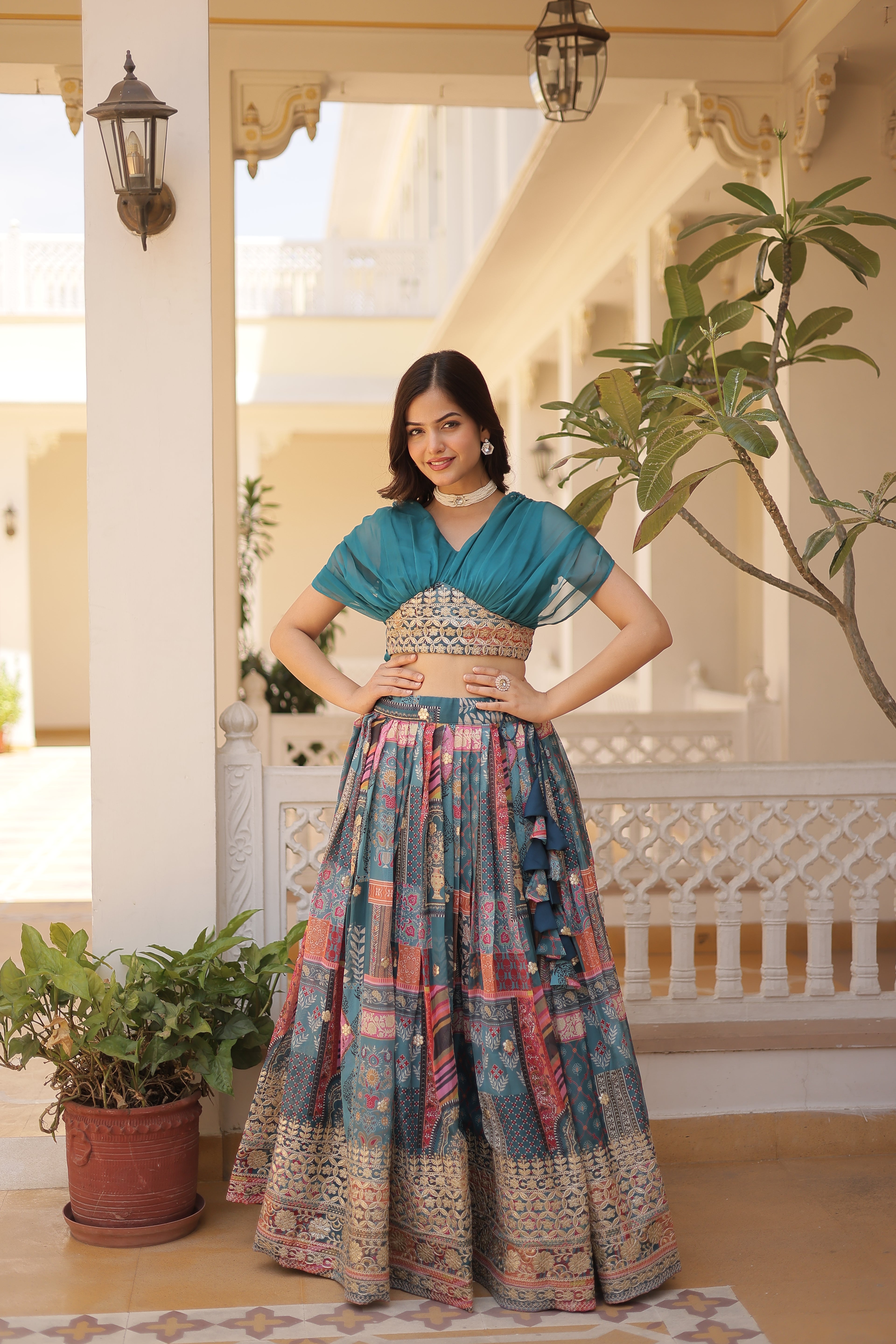 Women’s Rama Silk Lehenga Choli– Elegant Designer Party Wear (User Can Alter From 38''-44'')