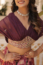 Women’s Wine Silk Lehenga Choli– Elegant Designer Party Wear (User Can Alter From 38''-44'')