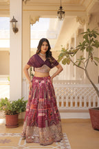 Women’s Wine Silk Lehenga Choli– Elegant Designer Party Wear (User Can Alter From 38''-44'')