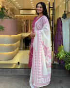 Traditional Pink Embroidered Kurta Set in Viscose Chanderi Fabric