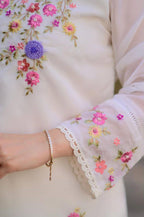 Women’s White Embroidered Georgette Anarkali – Stitched Elegance for Every Occasion