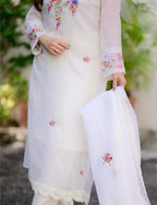 Women’s White Embroidered Georgette Anarkali – Stitched Elegance for Every Occasion