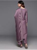 Women’s Lavender Traditional Viscose Chanderi Kurta Set with Rich Zari Detailing