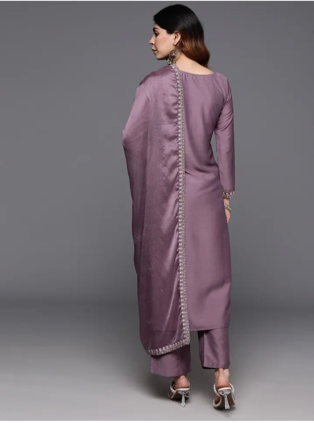 Women’s Lavender Traditional Viscose Chanderi Kurta Set with Rich Zari Detailing