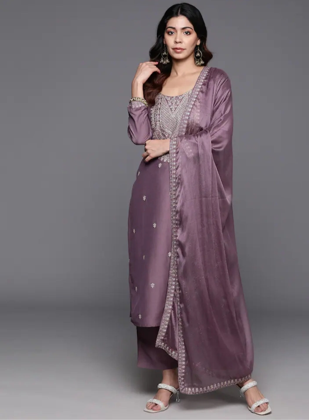 Women’s Lavender Traditional Viscose Chanderi Kurta Set with Rich Zari Detailing