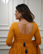 Women’s Orange Viscose Embroidered Kurta Set with Plain Bottom & Chanderi Dupatta