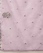 Women’s Lavender Silk Blend Embroidered Kurta Set with Soft Organza Dupatta